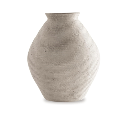 Signature Design by Ashley Hannela 12" Modern Distressed Polyresin Vase, Antique Tan