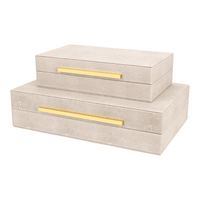 Ivory Shagreen box Set of 2 Faux Leather Decorative Boxes,Large Nesting Storage Decorative Boxes with Lids for Modern Home Decor Stacking Jewelry Box Organizer Ivory Shagreen box Set of 2 Faux Leather Decorative Boxes,Large Nesting Storage Decorative Boxes with Lids for Modern Home Decor Stacking Jewelry Box Organizer